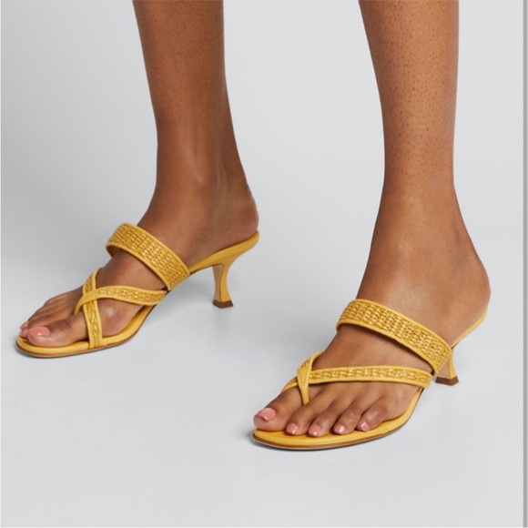 🚫SOLD🚫Manolo Blahniks Raffia Tan Slip On Wedge Vintage Leather Strappy Sandal41 - Picture 3 of 12